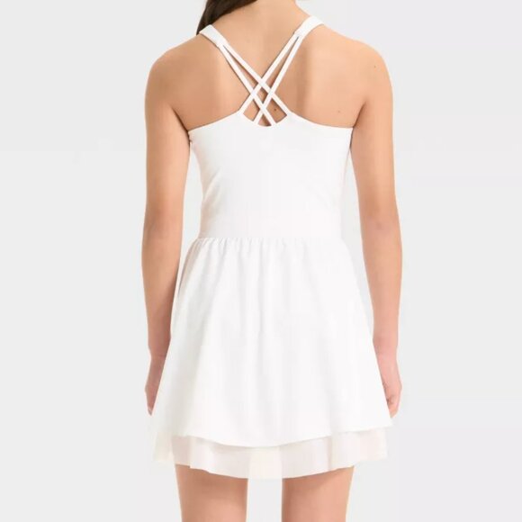 NWT Girls' Knit Double Layer Dress - All In Motion Size M (8) - White - Picture 1 of 10